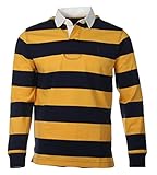  Ralph Lauren Polo de manga larga para hombre, diseño de rayas., Amarillo/Navy, M