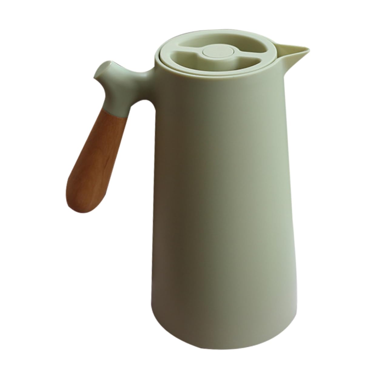 Mikinona 1l Isolierflasche mit Holzgriff im Nordischen Stil Thermoskanne für Kaffee und Wasser Doppelwandig Gesund und Sicher für Zuhause und Unterwegs