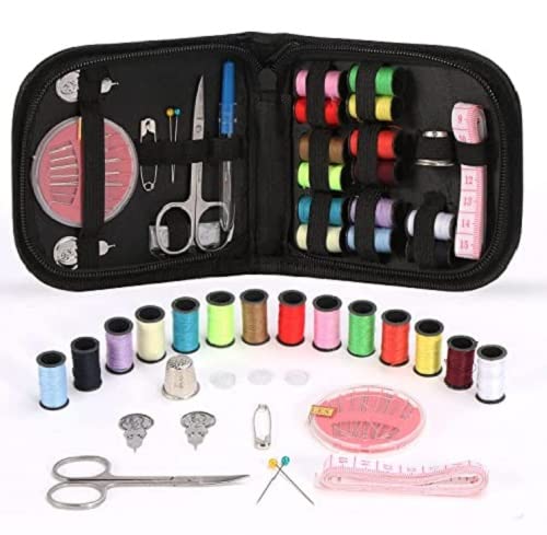 TREXEE DIY Travel Sewing Kit Sewing Box for Hand Sewing Kit for Traveler,Beginner, Emergency Clothing Fixes Organizer Scissors,Thimble,Thread Spools,Sewing Needles,Tape Measure,Thread Needle (Type 1)