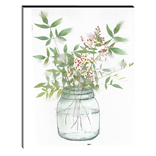 Image of Indianara Set of 3 Flowers in Vases MDF Art Painting (3221FL) without glass 4.5 X 12, 9 X 12, 4.5 X 12 INCH