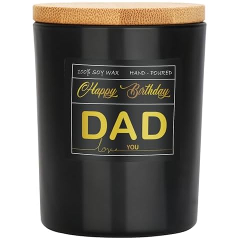FAMGift Happy Birthday Candle for Dad | Fathers 50th 60th 70th 80th Anniversary Birthday Gifts | Exquisite Dad Candle Dad Birthday Gifts 7oz Lavendar Jar Candle Cover