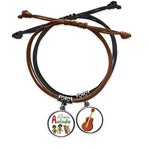 Pulsera de cuerda Australia ajustable en cuero genuino antialérgico