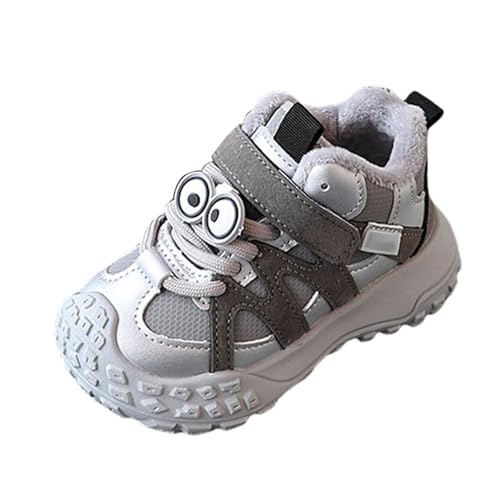 Botas de invierno a prueba de agua para niños grandes, planas, para mantener el calor, zapatos cómodos para niños pequeños, 6, gris, 24 EU