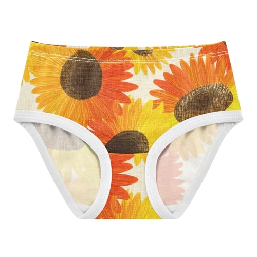 Orange Sunflowers Textured Panties Little Girl Toddler Underwear Floral Cotton Durable Kids Briefs Undies 2t