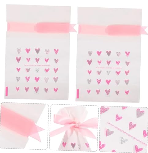 Image of VRB Dec 40Pcs Return Gift Bags - Potli Bags, Return Gift Bags for Kids Birthday - Gift Packing Bags - Goodie Bag for Return gifts - goodie bags - gift pouches for return gifts - guddy bags for return gifts (40Pcs Heart Ribbon Bag)