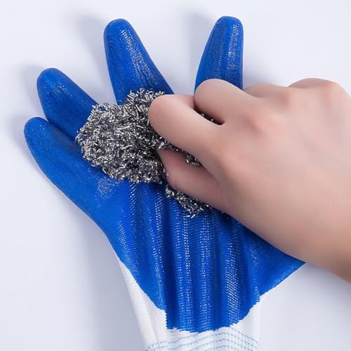 Image of Heavy Duty Coated Work Gloves For Industrial | Gardening | Agricultural |Cleaning. (Pack of 10 Pairs, Blue (Nitrile Coated))