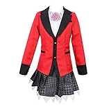 Kakegurui Kostüm - Yumemite Yumemi Verpackung: Jacke + Hemd + Rock + Corsage; Momobami Kirari Verpackung: Jacke + Hemd + Rock + Kragen + Etikett; Suzui Ryota Verpackung: Jacke + Hemd + Hose + Krawatte.