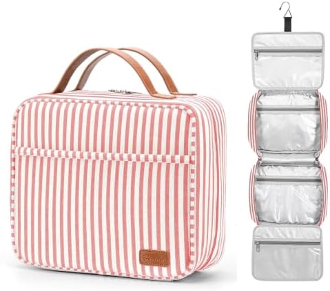 Bosidu Hanging Travel Toiletry Bag,Large Capacity Cosmetic Travel Toiletry Organizer for Women with 4 Compartments & 1 Sturdy Hook,Perfect for Travel/Daily Use/Christmas