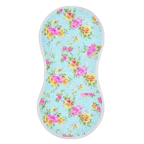 xigua Yellow Flowers Muslin Baby Burp Cloths Set of 2, Super Soft & Absorbent Burping Rags, Cotton Burp Clothes Shower Gift for Newborn, Baby Girls and Boys