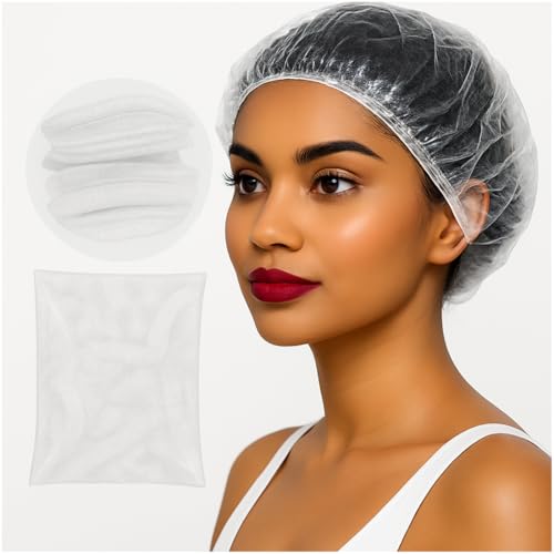 Image of Adbeni Waterproof Disposable Hair Cap for Women & Men Pack of 100, Clear Plastic Spa, Salon, Hotel, Travel & Dyeing Use High Quality Bath Shower Protection Hat for Bathroom & Beauty Treatments