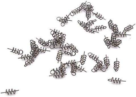Iumer 50pcs Fishing Hook Centering Pin Spring Twist Lock for Soft Lure Bait Worm Crank