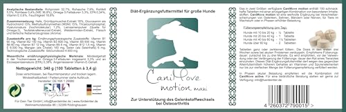 CaniMove Motion Maxi - 100 Gelenktabletten (340 g) für große Hunde mit degenerativen Problemen des Bewegungsapparates