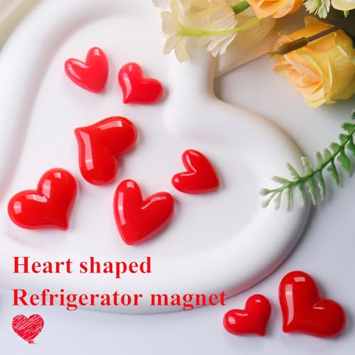 Imanes decorativos corazón rojo x8 para refrigerador miniatura 2