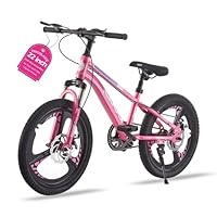 TRIOBLADE Kids Bike 18/20/22/24inch Kids Mountain Bike for Boys and Girls 6-15 Years Old Junior Mountain Bikes 3 Spoke Wheels Children Bicycle with Shock Absorber Dual Disc Brake(Pink, 22inch)