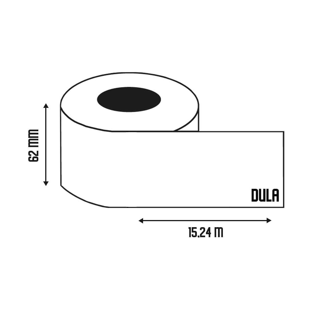 DULA Brother-kompatibel DK-22113, Endlos - Etikettenrolle, 10 Rollen, 62 mm x 15,24 m, Schwarz auf transparent, Filmptape