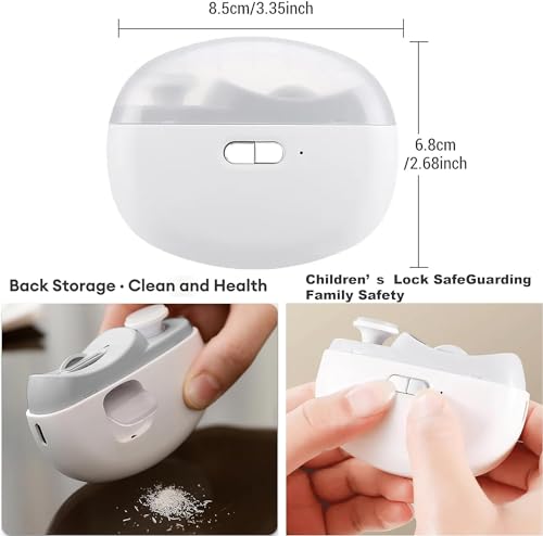 SEAHELTON Electric Nail Clipper,Automatic Nail Trimmer,Nail File with Light & 2 Speeds,Fingernail Cutter and Manicure 2 in 1 Design.Rechargeable Safety Nail Scissors for... - Image 5