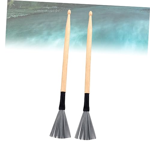 2 piezas de baquetas de madera y cepillos de alambre para música jazz, para principiantes y profesionales, almacenamiento conveniente, accesorios para batería duraderos y cómodos miniatura 5