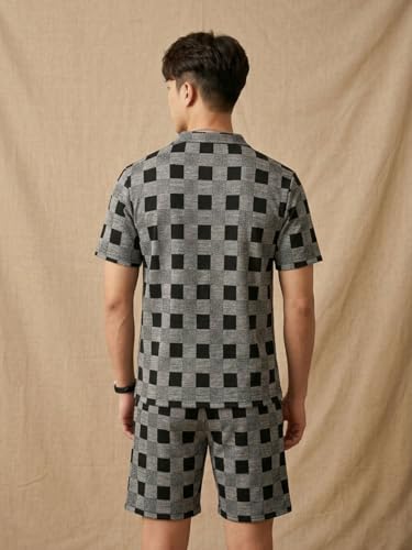 Image of Men's Printed Zip Polo Neck T-Shirt with Half Short Pant Co-ord Set Fabric, Stylish Printed Design, Comfortable Regular Fit