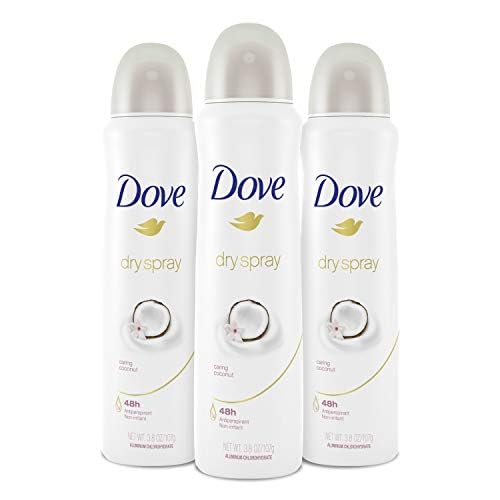 Dove Advanced Care Dry Spray Antiperspirant Deodorant Caring Coconut 3 Count For Women With 48 Hour Protection Soft And Comfortable Underarms 3.8 oz