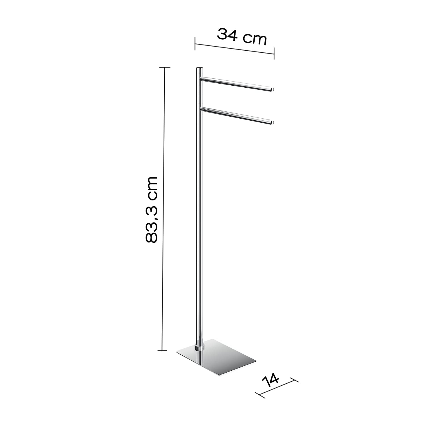 GEDY G-Seul Piantana Porta Asciugamani Cromato, Misure 83,3 x 34 x 14 CM, Porta Asciugamani da Terra in Acciaio Inox e Cromall®, Brugola da 4mm Inclusa