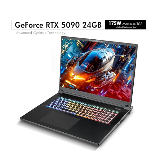 Image of Sager NP9580T Gaming Laptop, 18 Inch QHD+ 240Hz 100% DCI-P3 G-Sync, Intel Core Ultra 9 Processor 275HX, RTX 5090 24GB, 64GB RAM, 2TB Gen4 NVMe SSD, Win 11 Pro