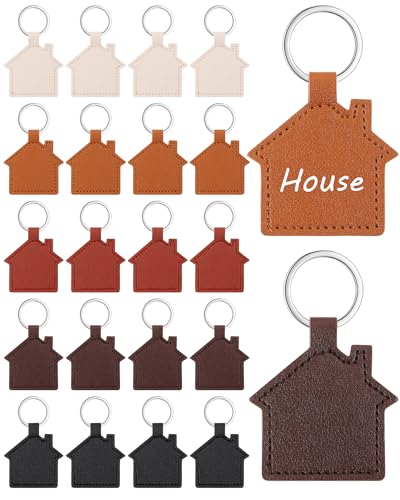 Image of Home Keychain Bulk PU House Shaped Keychain New Home House Warming Gifts for Real Estate Family