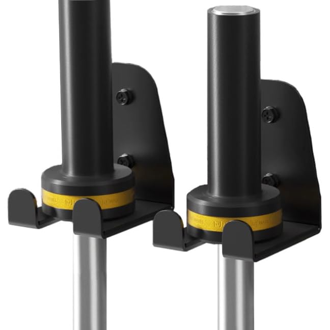 Olympic Barbell Hanger,Garage Gym Bar Wall Rack,Vertical Barbell Mount Rack,Black Powder Coated,Space Saving Commercial or Home Gym Accessory,Holds Under 33mm Bar Size