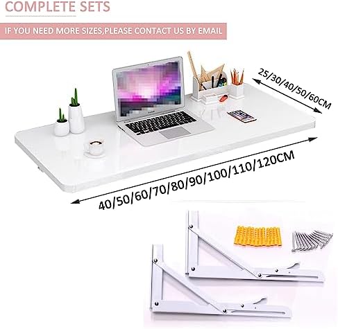 Wall Mounted Folding Drop Leaf Desk Space Saving Work Table for Dining Study Kitchen & Balcony 50x40cm Versatile Computer Workstation & Breakfast Bar