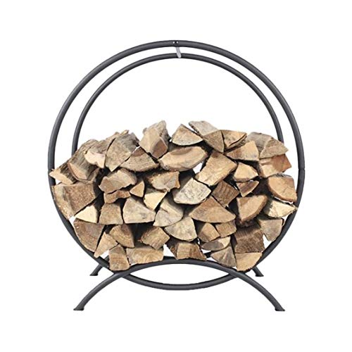 Estante de leña para leña, soporte tubular de acero para almacenamiento de madera para interiores y exteriores