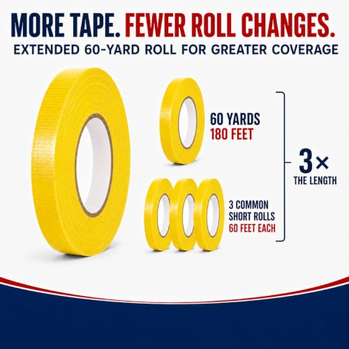 Image of GGR Supplies CDT-36 Yellow Cloth Duct Tape, 1 Inch x 60 Yards | Industrial Grade; Waterproof and UV Resistant; Clean Removal With No Sticky Residue; Repairs, Packaging, Bundling and Sealing
