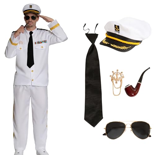 Déguisement Capitaine Homme Costume Marin Adulte 7 Pièces M-XL