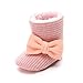 Patucos de Ganchillo Lana Bebé Invierno Soft Sole Crib Caliente Botas de Niñas Algodón con Bowknot (12-18 Meses, Rosa, Tamaño de Etiqueta 13)