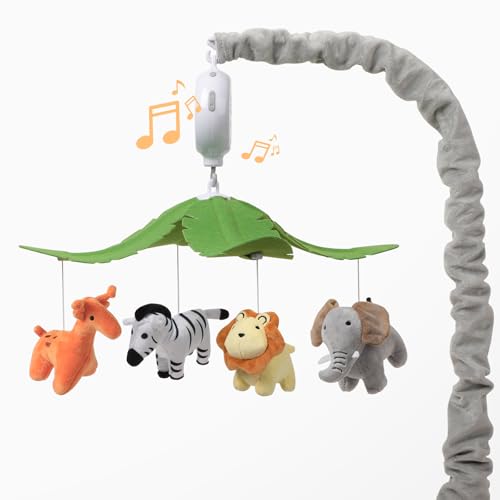 Image of NICEMER Baby Crib Mobile - Jungle Animal Mobile for Crib Nursery Musical Mobile Gender Neutral for Boys and Girls with 12 Lullabies Ceiling Mobile Presents for Newborn