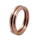 ELAMENTS DESIGN Solid Copper Ring Stackable Coiled Two Loops Size 9 Hand Hammered