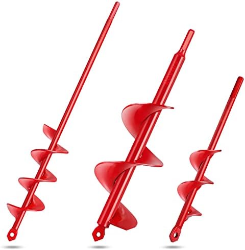 Royars Upgrade 3pcs Auger Drill Bit for Planting Garden Bulb Planter Tool Post Hole Digger Bulb Planter Tool 1.6"x9" 2"x15" and 2.8"x12" for Sand/Wet/Dry Soil