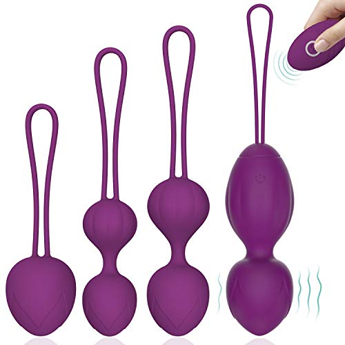 oGoDeal Kegel Balls for Women Tightening & Pleasure for Beginners - 5 in 1 Kegel Exercise Weights Products for Pelvic Floor Training Device with Remote Purple