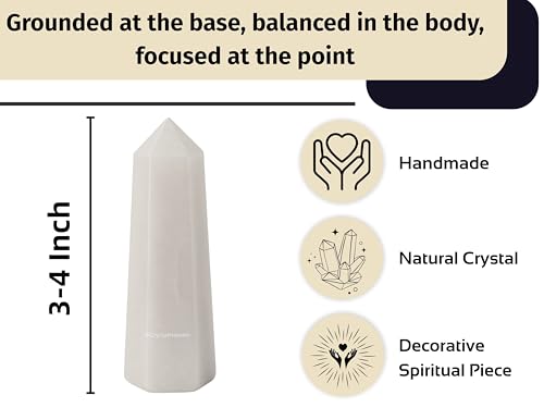 Image of Crystal Heaven Snow Quartz Crystal Tower Obelisk Point For Chakra, Healing And Balancing - Aaa Grade Original Certified Gemstone Agate For Reiki Meditation Yoga Spiritual (3-4 Inches)