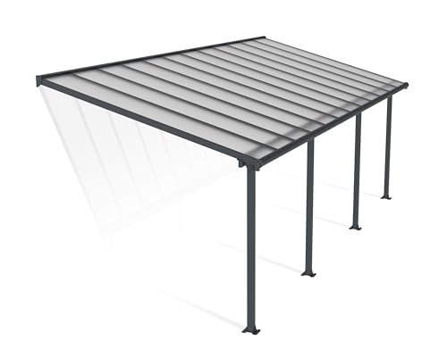 Palram Canopia Olympia Terrassenüberdachung 3x7 - Gestell aus Alumiuium & 16 mm Polycarbonat - Terrassendach Für den Ganzjährigen Gebrauch Geeignet, Grau, 739 x 295 x 305 cm, 739x295x305 cm
