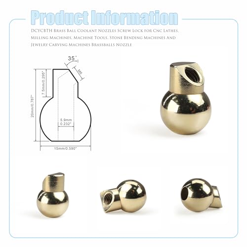 Image of 10 PCS M6 15MM Brass Ball Coolant Nozzles Screw Lock for CNC Lathes, Milling Machines, Machine Tools, Stone Bending Machines and Jewelry Carving Machines Brass Ball Coolant Nozzles