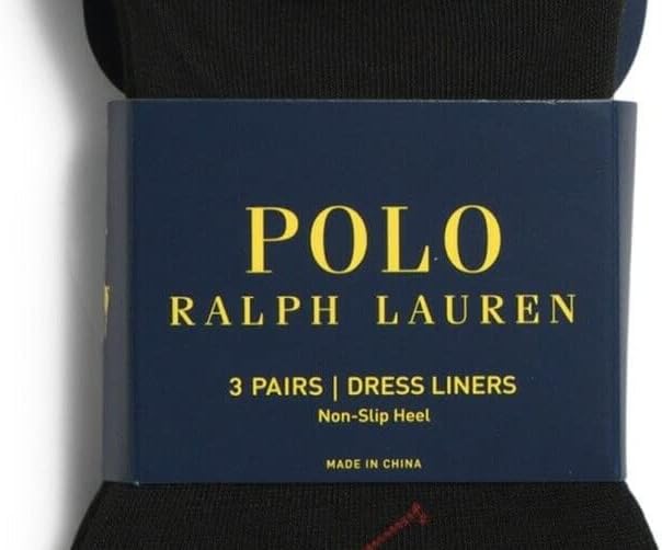 POLO RALPH LAUREN Men's Socks Polyester/Spandex Blend 3 works Dress Liners, Non-Slip Heel Black (6-12.5 M US), black - Image 5