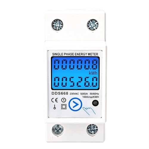 Compteur d'énergie numérique monophasé AC 110V rail Din blanc avec réinitialisation LCD