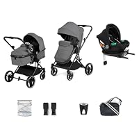 Ickle Bubba Atom 3 in 1 Travel System pram, Cirrus car seat (Graphite)