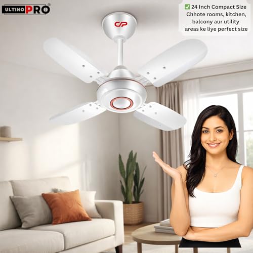 Image of High-Speed 24 Inch Ceiling Fan For Home, Kitchen /Bathroom 600mm (860 RPM) 4 Blades Anti DUST Coating Ceiling Fan 2 YEAR WARRANTY (24 Inch (600mm) WHITE)