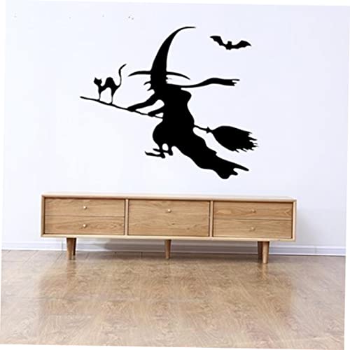Sewacc 1Pc Astetic Room Decor Halloween Decorations Indoor Cartoon Stickers Poster Decor Black Witch Wall Sticker Wall Decals Wall Decoration Mural Cute Decorative Wall 3D #TOP4