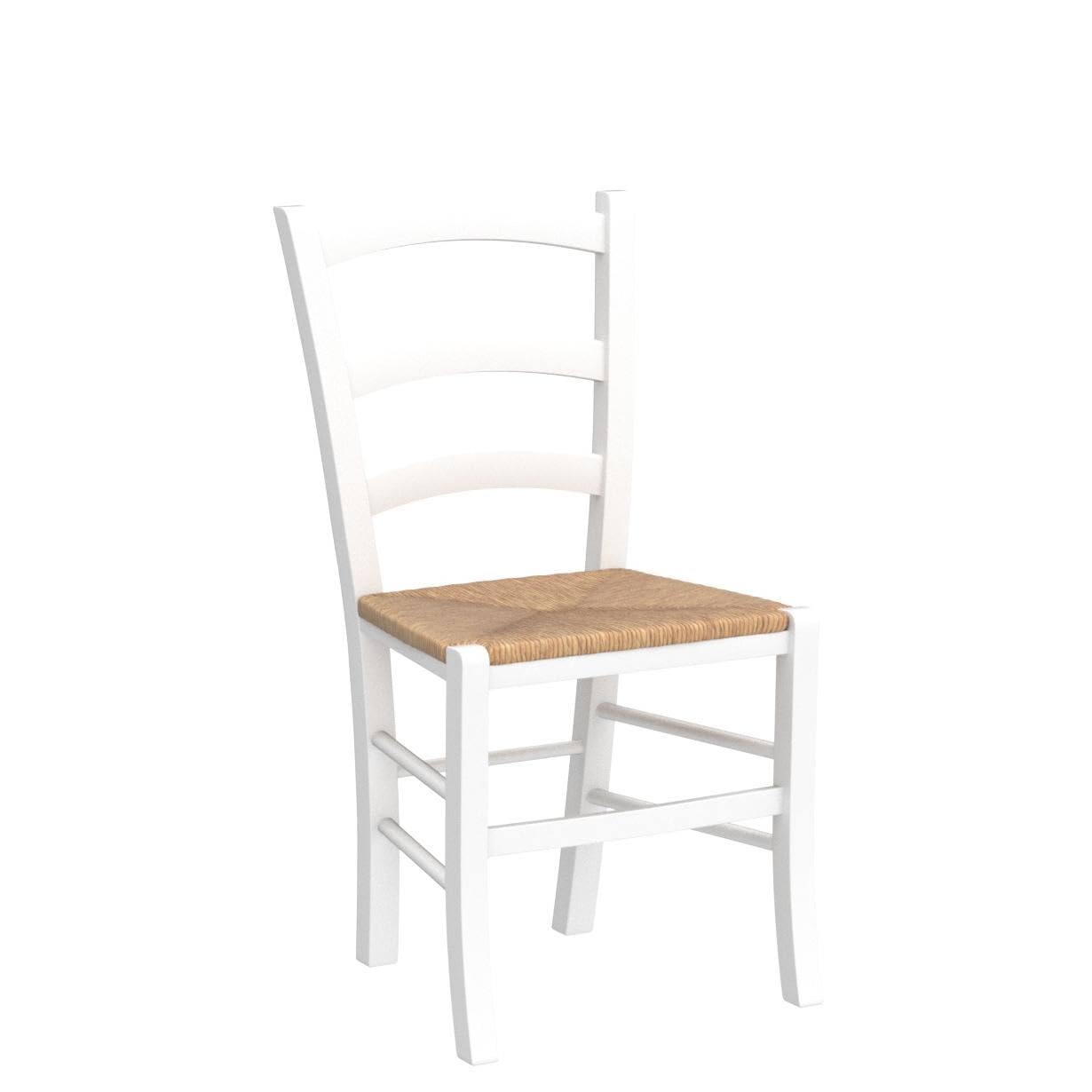SISA srl, Set di 6 Sedie Sala da Pranzo Legno, Sedie Cucina Legno, Arredo Casa, Modello Paesana, Colore Laccato Bianco, Seduta Paglia, 45x37x87, Sedie Bianche, Made In Italy