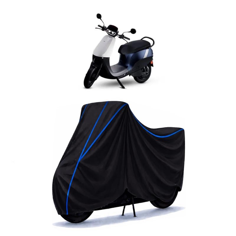 Image of Scooty Cover Water Resistant for S1 X Electric | Universal Scooter & Bike Cover | Heavy Duty UV Dust, Rain & Scratch Protection | Elastic Fit All Weather Indoor Outdoor | Black with Blue Piping