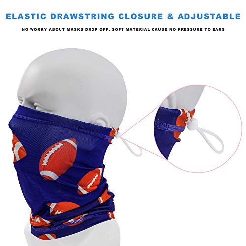 Kids Football Gators Mask Youth Boys Gifts Face Bandanas 4 to 12 Years Old Sports Neck Gaiters UPF 40 Sun Protection Adjustable Reusable Masks (Rugby) - Thumbnail 3
