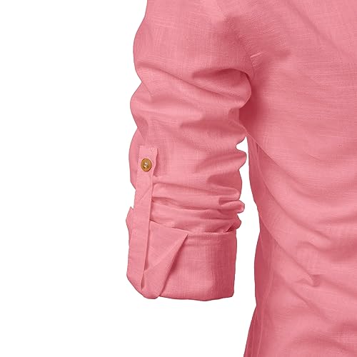 Image of Men's Full Sleeve Beige Color Cotton Blend Spread Slim Fit Shirt Style Kurta for Men and Boys