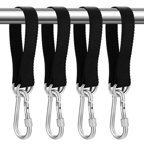 Tenbrachian 4 Sets Tree Swing Straps Hanging Kit Straps 30cm x 25mm Heavy Duty Hammock Straps Adjustable Swing Hanging Straps with 4 Carabiner Hooks & 4 D-rings for Tree Swing Hammocks(30CM)