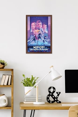 Image of Netflix KPop Demon Hunters (2025) - One Sheet Wall Poster, 22.4L inch x 14.7W inch, Mahogany Framed Version